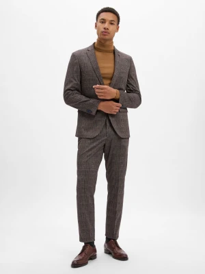 Finshley & Harding London Garnitur - Brixdon Mężczyźni Slim Fit brązowy|szary|zielony|wielokolorowy w kratkę,