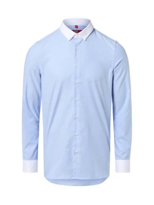Finshley & Harding London Koszula męska Mężczyźni Slim Fit Bawełna niebieski|biały marmurkowy,