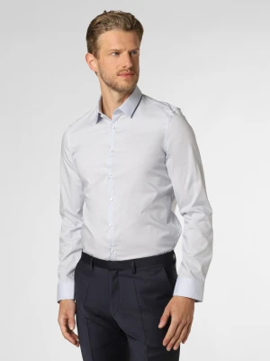 Finshley & Harding London Koszula męska Mężczyźni Slim Fit Bawełna niebieski jednolity kołnierzyk kent,