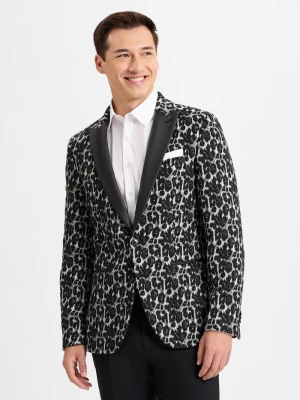 Finshley & Harding London Kurtka męska - Brixdon Mężczyźni Slim Fit Sztuczne włókno czarny wzorzysty,