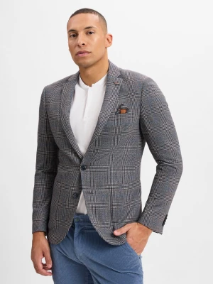 Finshley & Harding London Kurtka męska Mężczyźni Slim Fit Sztuczne włókno brązowy w kratkę,