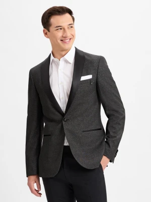 Finshley & Harding London Kurtka męska Mężczyźni Slim Fit Sztuczne włókno czarny jednolity,