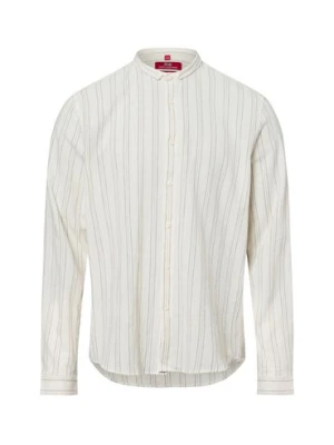 Finshley & Harding London Męska koszula casual Mężczyźni Comfort Fit Bawełna beżowy|niebieski w paski,