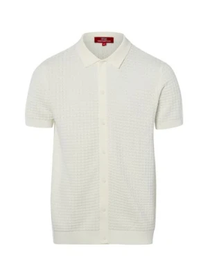 Finshley & Harding London Męska koszulka polo z dzianiny Mężczyźni Bawełna (100%) biały wypukły wzór tkaniny,