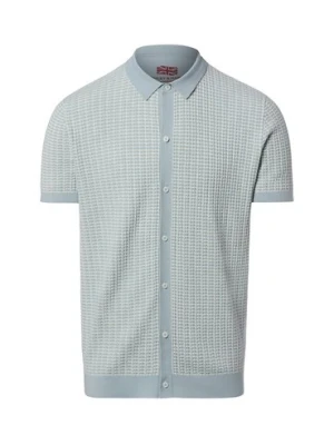 Finshley & Harding London Męska koszulka polo z dzianiny Mężczyźni Bawełna (100%) niebieski|biały wypukły wzór tkaniny,