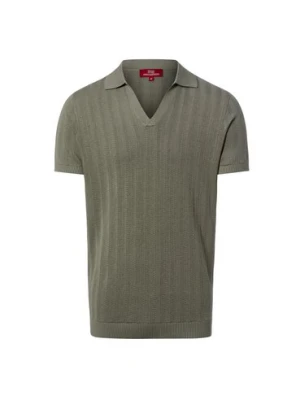 Finshley & Harding London Męska koszulka polo z dzianiny Mężczyźni Bawełna zielony wypukły wzór tkaniny,