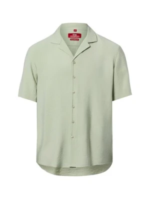 Finshley & Harding London Męska koszulka z krótkim rękawem Mężczyźni Comfort Fit Sztuczne włókno zielony jednolity,