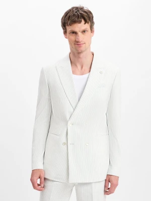 Finshley & Harding London Męska kurtka modułowa - Berry Mężczyźni Comfort Fit biały w paski,