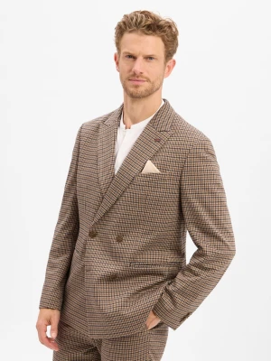 Finshley & Harding London Męska kurtka modułowa - Berry Mężczyźni Regular Fit Sztuczne włókno beżowy|brązowy wzorzysty,