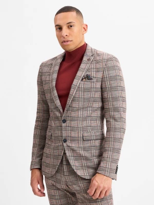 Finshley & Harding London Męska kurtka modułowa - Brixdon Mężczyźni Slim Fit beżowy|brązowy w kratkę,