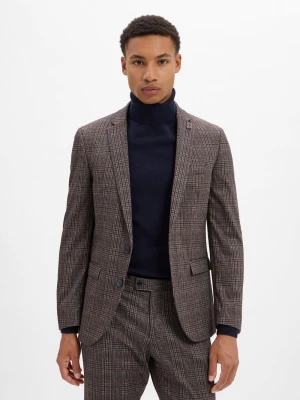 Finshley & Harding London Męska kurtka modułowa - Brixdon Mężczyźni Slim Fit brązowy|niebieski w kratkę,