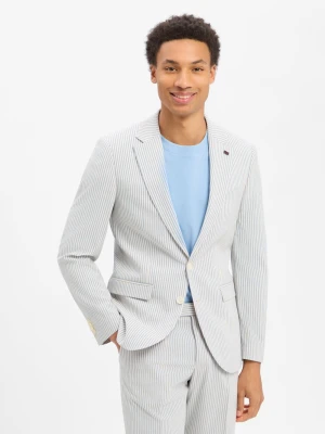 Finshley & Harding London Męska kurtka modułowa - Brixdon Mężczyźni Slim Fit Sztuczne włókno niebieski|biały w paski,