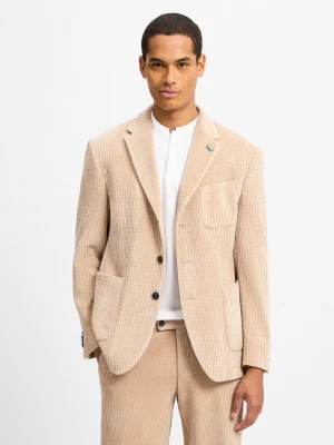 Finshley & Harding London Męska kurtka modułowa Mężczyźni Comfort Fit Sztruks beżowy jednolity,
