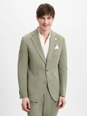Finshley & Harding London męska kurtka modułowa z zawartością lnu - Brick Mężczyźni Comfort Fit Lyocell zielony jednolity,