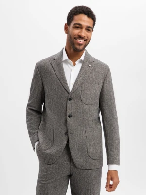 Finshley & Harding London Męska marynarka garniturowa z zawartością wełny - Duża Mężczyźni Comfort Fit Wełna brązowy wzorzysty,