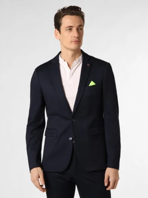 Finshley & Harding London Męska marynarka od garnituru modułowego Mężczyźni Slim Fit niebieski wypukły wzór tkaniny,