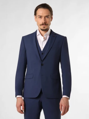 Finshley & Harding London Męska marynarka od garnituru modułowego Mężczyźni Slim Fit Sztuczne włókno niebieski jednolity,