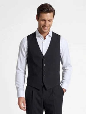 Finshley & Harding London Męska modułowa kamizelka garniturowa - Wesdon Mężczyźni Slim Fit Sztuczne włókno niebieski,