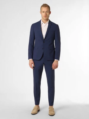 Finshley & Harding London Męski garnitur Mężczyźni Slim Fit niebieski jednolity,