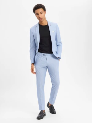 Finshley & Harding London Męski garnitur Mężczyźni Slim Fit niebieski jednolity,