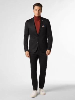 Finshley & Harding London Męski garnitur Mężczyźni Slim Fit szary|niebieski w kratkę,