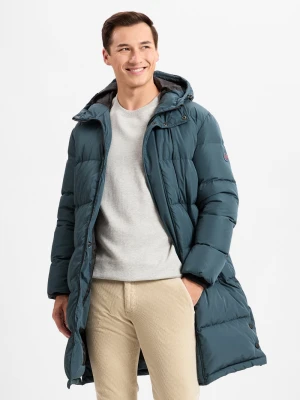 Finshley & Harding London Męski płaszcz puchowy - FHL-Lincoln Mężczyźni Sztuczne włókno niebieski jednolity,