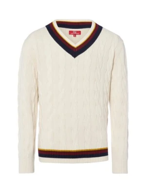 Finshley & Harding London Męski sweter Mężczyźni Bawełna biały jednolity,