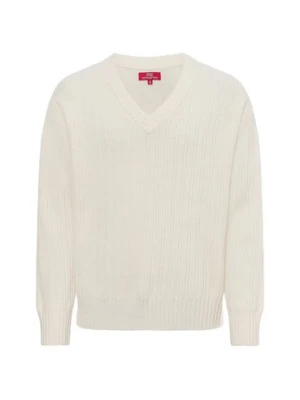 Finshley & Harding London Męski sweter z dzianiny Mężczyźni Bawełna biały jednolity,