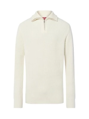 Finshley & Harding London Męski sweter z dzianiny Mężczyźni Bawełna biały jednolity,