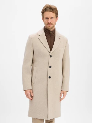 Finshley & Harding London Męski wełniany płaszcz - Frederick Mężczyźni Wełna beżowy marmurkowy,