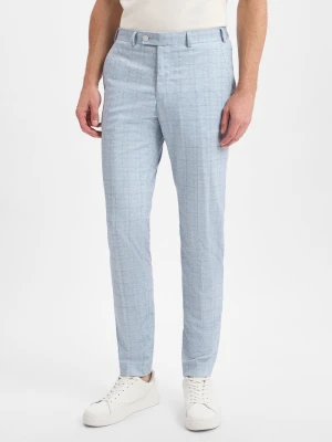Finshley & Harding London Męskie spodnie garniturowe - Hoxdon Mężczyźni Slim Fit niebieski w kratkę,