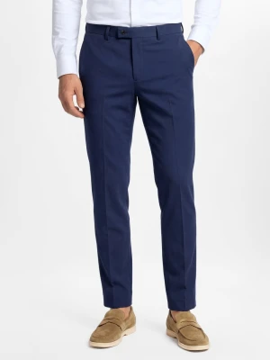 Finshley & Harding London Męskie spodnie garniturowe Mężczyźni Slim Fit niebieski,