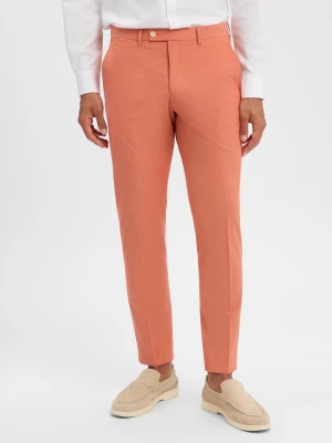 Finshley & Harding London Męskie spodnie garniturowe Mężczyźni Slim Fit Sztuczne włókno pomarańczowy jednolity,
