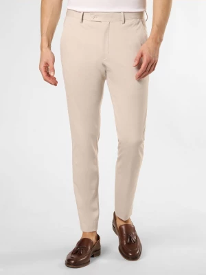 Finshley & Harding London Męskie spodnie od garnituru modułowego Mężczyźni Slim Fit beżowy jednolity,