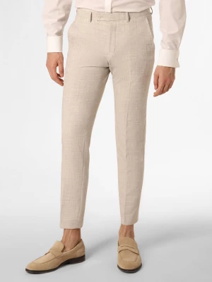 Finshley & Harding London Męskie spodnie od garnituru modułowego Mężczyźni Slim Fit beżowy wypukły wzór tkaniny,