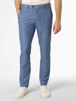 Finshley & Harding London Męskie spodnie od garnituru modułowego Mężczyźni Slim Fit Dżersej niebieski w kratkę,