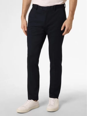 Finshley & Harding London Męskie spodnie od garnituru modułowego Mężczyźni Slim Fit niebieski wypukły wzór tkaniny,