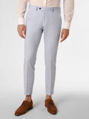 Finshley & Harding London Męskie spodnie od garnituru modułowego Mężczyźni Slim Fit niebieski wypukły wzór tkaniny,