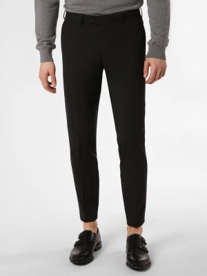 Finshley & Harding London Męskie spodnie od garnituru modułowego Mężczyźni Slim Fit Sztuczne włókno czarny jednolity,