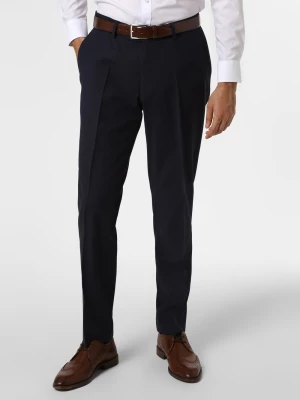 Finshley & Harding London Męskie spodnie od garnituru modułowego Mężczyźni Slim Fit Wełna niebieski jednolity,