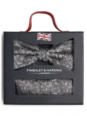Finshley & Harding London Muszka i poszetka męska z jedwabiu Mężczyźni Jedwab beżowy|zielony|srebrny wzorzysty,