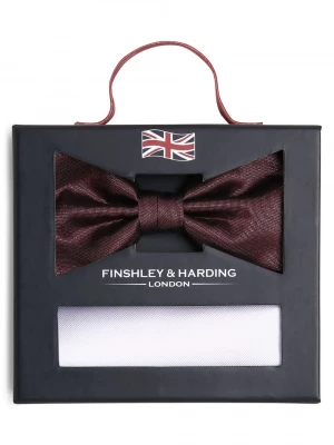 Finshley & Harding London Muszka i poszetka męska z jedwabiu Mężczyźni Jedwab czerwony|biały w paski,