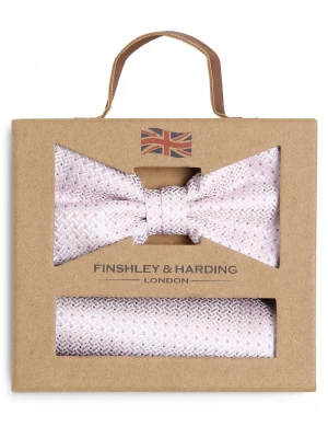 Finshley & Harding London Muszka i poszetka męska z jedwabiu Mężczyźni Jedwab różowy wzorzysty,