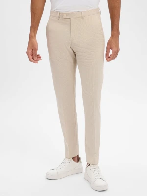 Finshley & Harding London Spodnie Mężczyźni Slim Fit beżowy w paski,