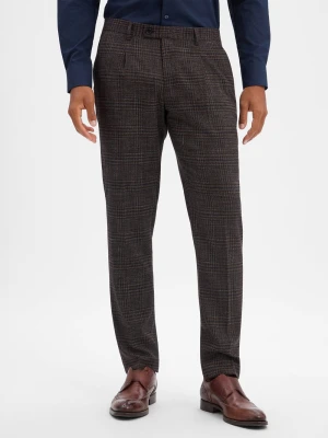 Finshley & Harding London spodnie z modułowego zestawu Mężczyźni Slim Fit brązowy | niebieski