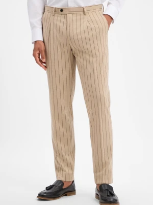 Finshley & Harding London spodnie z modułowej kolekcji Mężczyźni Slim Fit beżowy