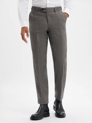 Finshley & Harding London Spodnie z zawartością wełny - Ben Mężczyźni Comfort Fit Sztuczne włókno brązowy wzorzysty,