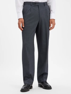Finshley & Harding London spodnie z zestawu modułowego z domieszką wełny Mężczyźni Comfort Fit szary