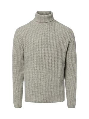 Finshley & Harding London sweter z golfem z domieszką wełny Mężczyźni dzianina grubo tkana szary