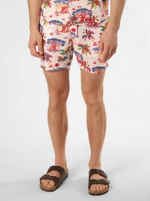 Finshley & Harding London Szorty - Wilston Mężczyźni Regular Fit wiskoza biały|wielokolorowy wzorzysty,